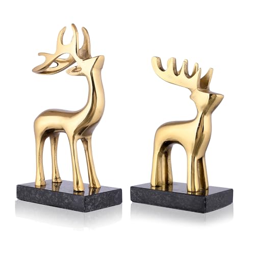 CraftVatika Reindeer Showpiece Metal for Home Decoration Item and Gifts - Reindeer Showpiece with Granite Base Decorative Items for Home & Office, Living Room Decor - Image 4