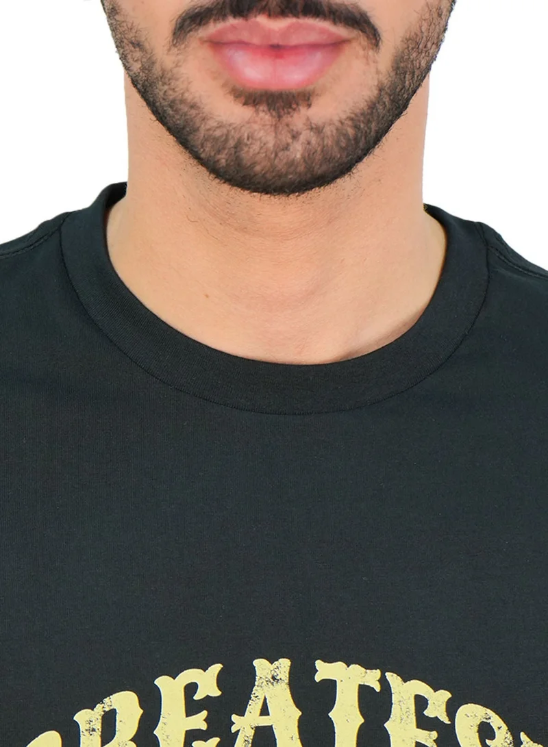 GIORDANO  Men’s Slim Cotton Crew Neck Message Print Tee for Men | Best Price UAE