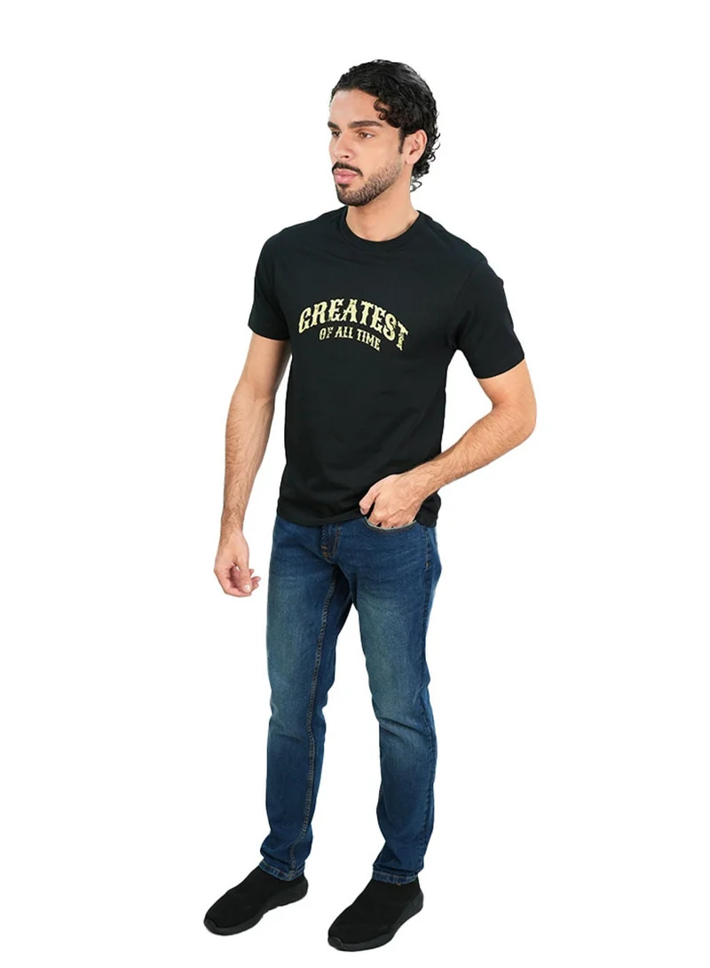 GIORDANO  Men’s Slim Cotton Crew Neck Message Print Tee for Men | Best Price UAE