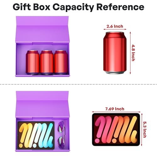 RYDDOY Purple Gift Box, 9.5x6x3'' Gift box for Presents with Lids Magnetic Closure Rectangle Collapsible for Bridesmaid Proposal Box, Wedding, Christmas, Halloween, Birthday Gift Packging - Image 3