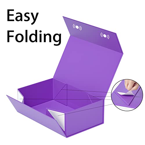 RYDDOY Purple Gift Box, 9.5x6x3'' Gift box for Presents with Lids Magnetic Closure Rectangle Collapsible for Bridesmaid Proposal Box, Wedding, Christmas, Halloween, Birthday Gift Packging - Image 4