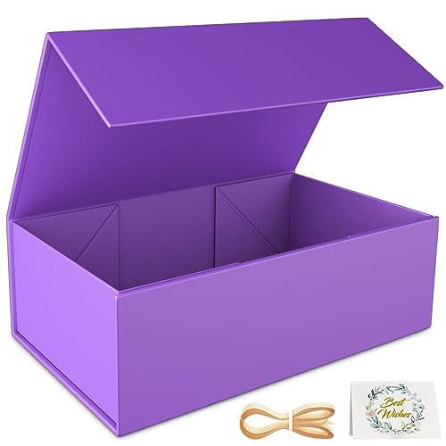 RYDDOY Purple Gift Box, 9.5x6x3'' Gift box for Presents with Lids Magnetic Closure Rectangle Collapsible for Bridesmaid Proposal Box, Wedding, Christmas, Halloween, Birthday Gift Packging - Image 1