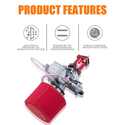 ORAEVY VM22 Racing Performance Carburetor Carb Mainfold Intake Pipe Air Filter Fit For Predator 212cc GX160 Honda GX200 CT200U 196cc KT196 Clones Go Kart Mini Bike Race Kart (Red) - Image 2
