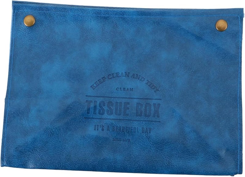 غطاء صندوق المناديل من الجلد الناعم صندوق تخزين المناديل المصنوع من جلد PU الأنيق للمنزل والسيارة حامل زخرفي مع حزام سفلي - Image 1