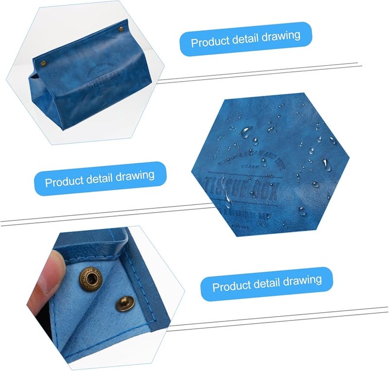 غطاء صندوق المناديل من الجلد الناعم صندوق تخزين المناديل المصنوع من جلد PU الأنيق للمنزل والسيارة حامل زخرفي مع حزام سفلي - Image 5