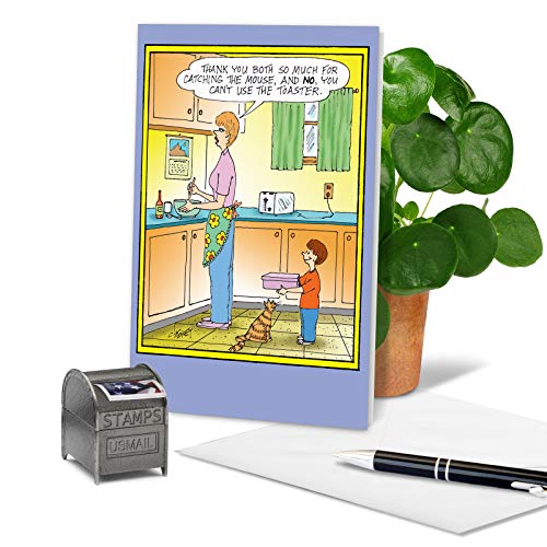 NobleWorks - Hilarious Mothers Day Greeting Card - Cartoon Comic Humor, Funny Card with 5x7 Envelope - Catch the Mouse 0026 - Image 3