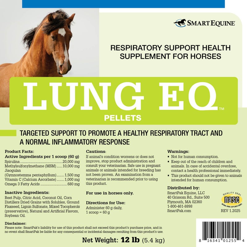 SmartEquine Lung EQ Pellets for Innovated Respiratory Support | Horse Health | Spirulina for Horses with Antioxidants, Herbs, Minerals | Equine Pellet for Respiratory Support | 12 LB - Image 2