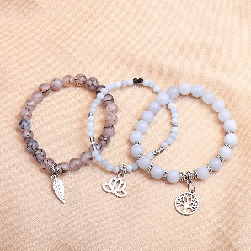 UEUC Tree of Life Yoga Healing Stone Bracelets,Multilayer Lotus Chakra Stone Reiki Bracelet Sets,Anxiety Crystal Natural Stone,for Women Stress Relief - Image 3