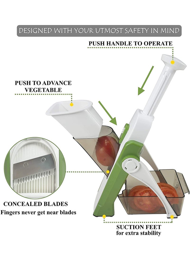 Ekdant EKDANT Plastic Safe Hand Press Mandoline Slicer Ideal for Slicing Dicing Julienne with 40 Thickness Levels Catch Container  - Image 3