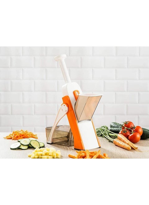 EKDANT Plastic Safe Hand Press Mandoline Slicer Ideal for Slicing Dicing Julienne with 40 Thickness Levels Catch Container