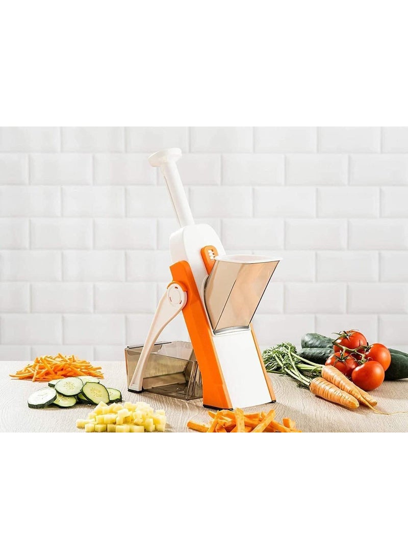 Ekdant EKDANT Plastic Safe Hand Press Mandoline Slicer Ideal for Slicing Dicing Julienne with 40 Thickness Levels Catch Container  - Image 1