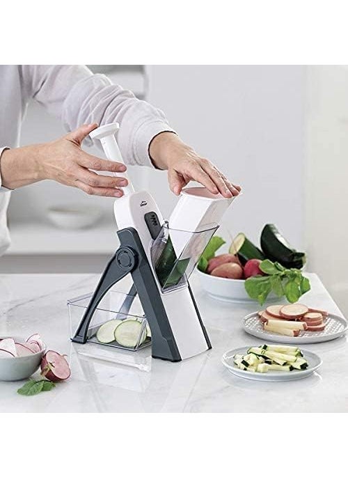 Ekdant EKDANT Plastic Safe Hand Press Mandoline Slicer Ideal for Slicing Dicing Julienne with 40 Thickness Levels Catch Container  - Image 2