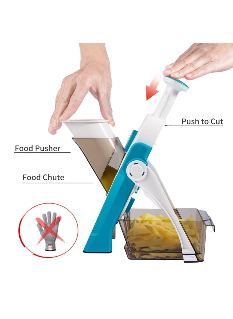 Ekdant EKDANT Plastic Safe Hand Press Mandoline Slicer Ideal for Slicing Dicing Julienne with 40 Thickness Levels Catch Container  - Image 4