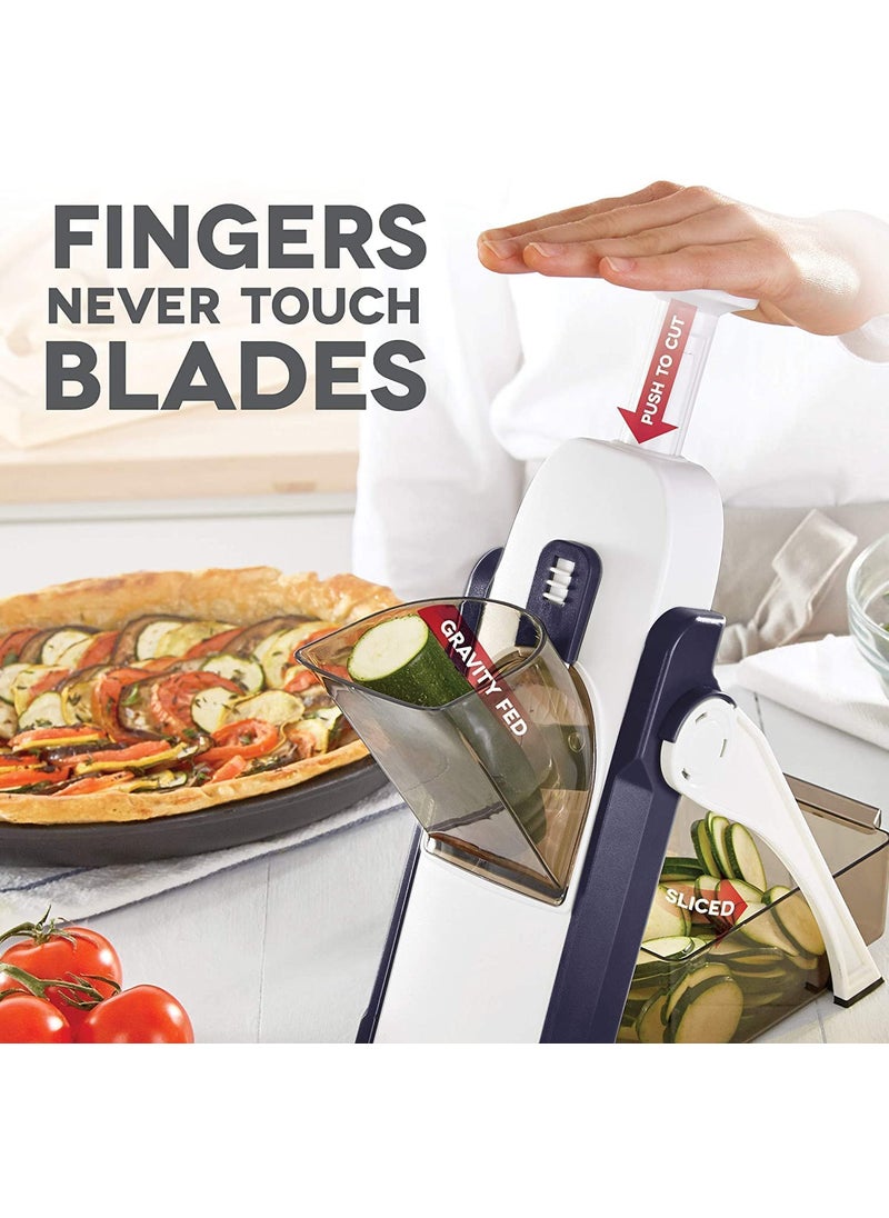 Ekdant EKDANT Plastic Safe Hand Press Mandoline Slicer Ideal for Slicing Dicing Julienne with 40 Thickness Levels Catch Container  - Image 5