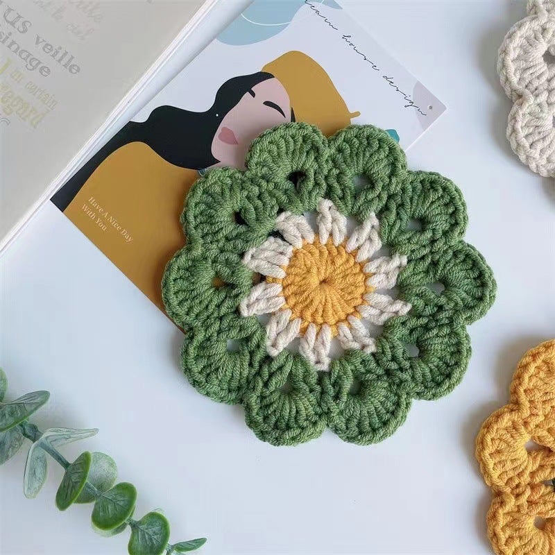Handmade Crochet Cotton Coaster Set - Insulated, Multiple Colors - Image 4