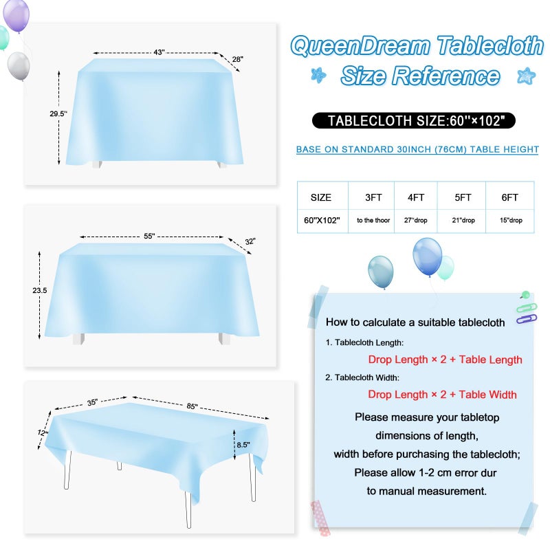 QueenDream Sequin Iridescent Tablecloth 60x102 Inches Blue Sequin Table Overlay Mermaid Parties Cocktail Decor - Image 5