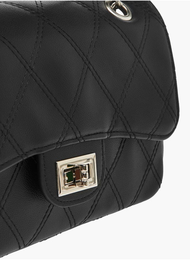 Flora Bella By Shoexpress - Womens Quilted Shoulder Bag With Twist Lock Closure And Chain Strap - Image 1