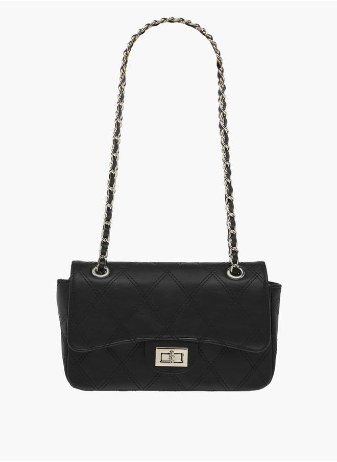 Flora Bella By Shoexpress - Womens Quilted Shoulder Bag With Twist Lock Closure And Chain Strap - Image 1