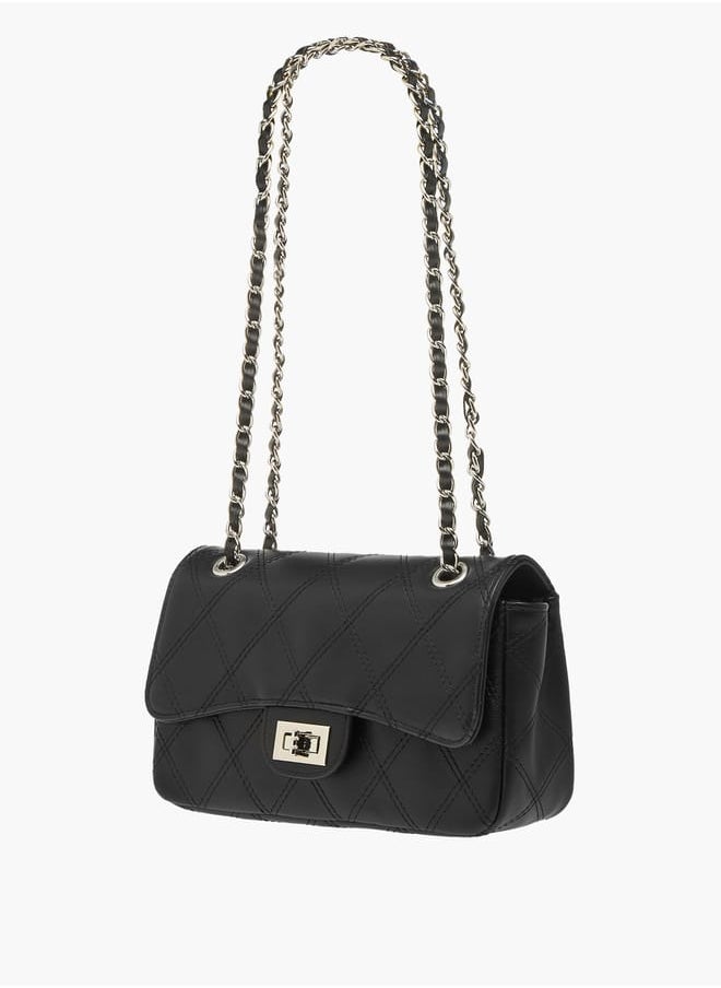 Flora Bella By Shoexpress - Womens Quilted Shoulder Bag With Twist Lock Closure And Chain Strap - Image 1