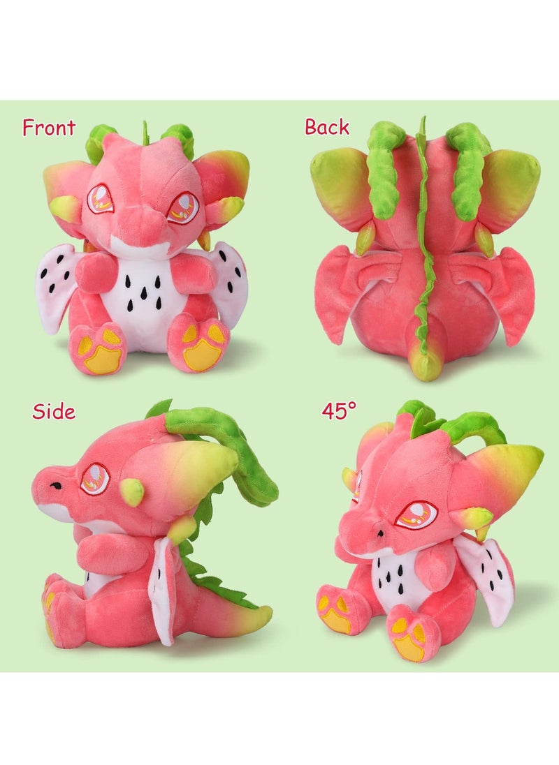 Y&D - Dragon Fruit Plush Toy, 22cm Red Food Drake Stuffed Animal Throw Plushie Pillow Doll, Cartoon Soft Figure Toy Gift for Fans Kids - Image 1