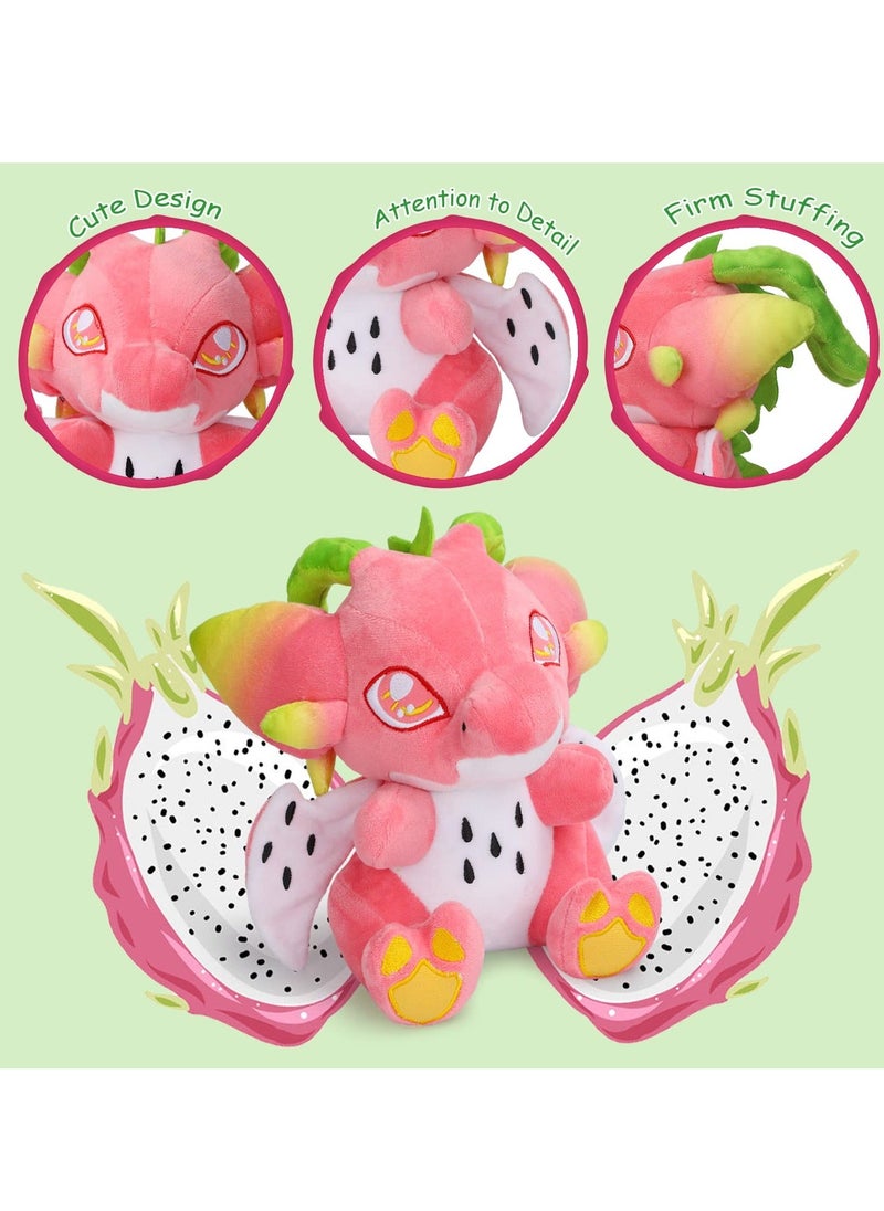 Y&D - Dragon Fruit Plush Toy, 22cm Red Food Drake Stuffed Animal Throw Plushie Pillow Doll, Cartoon Soft Figure Toy Gift for Fans Kids - Image 1