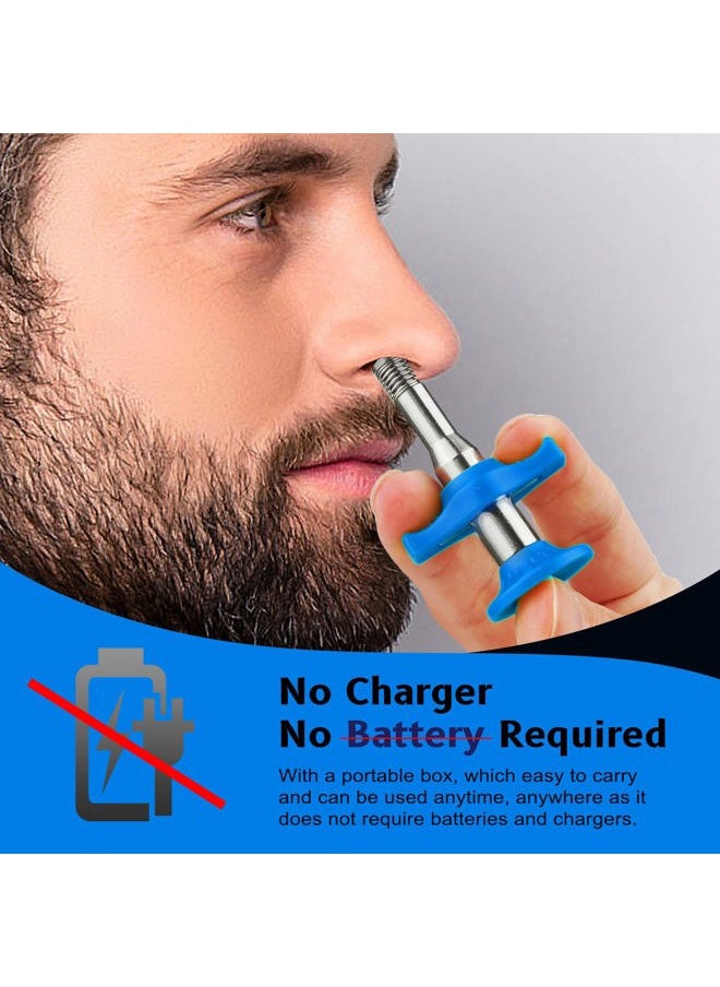 Esznuoky Nose Hair Ear Hair Removal, Upgraded Manual Hair Trimmer for Men&Women, Stainless Steel Hair Remover Waxing Kit(Blue)  - Image 5