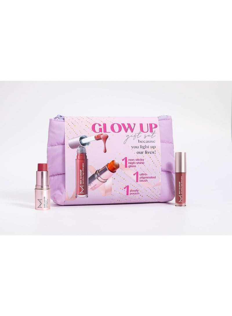 House Of Makeup Glow Up Makeup Gift Kit (Blush + Lip Gloss + Lilac Poofy Pouch) | Makeup Gift Set 4.7g *2 Burnt Rose + Berry Discreet - Image 1