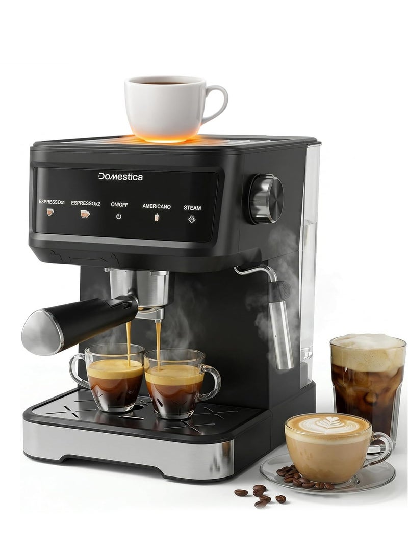 DOMESTICA Brewcraft Pro Espresso Coffee Maker Machine for Home | 20 Bar Professional Pressure with Smart Touch Screen | Fastbrew Tech, Milk Frother & Steam Wand for Espresso, Cappuccino, Latte & Mocha - Image 1