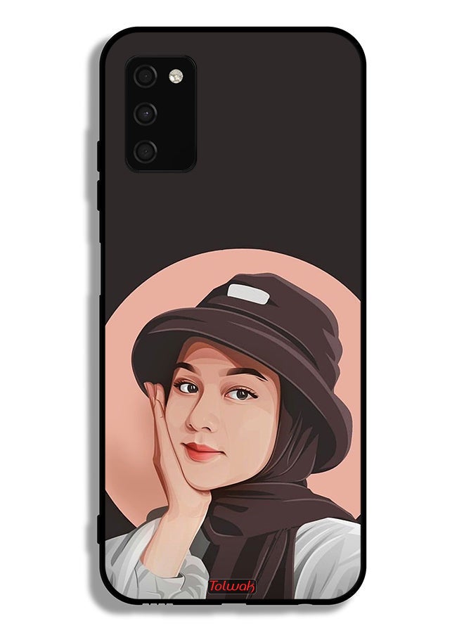 Tolwak Samsung Galaxy A02s Protective Case Cover Cute Hat Girl Paint Art - Image 1