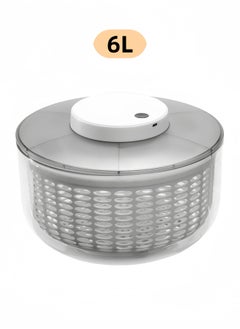 nihao Electric Salad Spinner 6L arge Lettuce Spinner Kitchen Gadgets, Large Salad Spinner , One-Handed Handle Easy Press Super High Efficiency for Home Kitchen Washing & Drying Leafy Vegetables  - Image 1