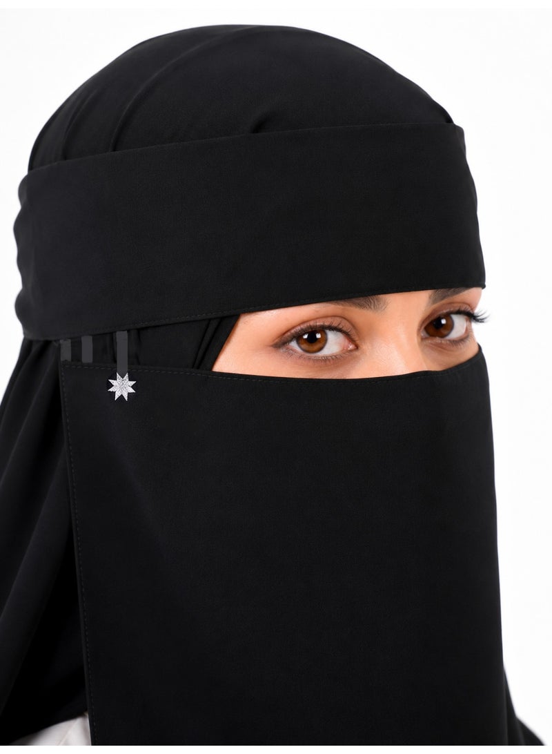 RAHMA COLLECTIONS Rahma Signature Niqab for Women –Classic Saudi Style–Ultra-Soft Premium Korean Fabric Face Veil – Breathable, Lightweight, and Elegant Black Naqab - Image 5