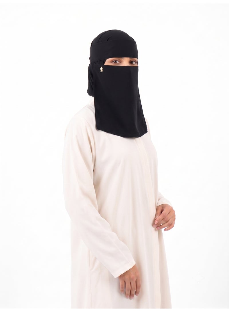 RAHMA COLLECTIONS Rahma Signature Niqab for Women –Classic Saudi Style–Ultra-Soft Premium Korean Fabric Face Veil – Breathable, Lightweight, and Elegant Black Naqab - Image 2