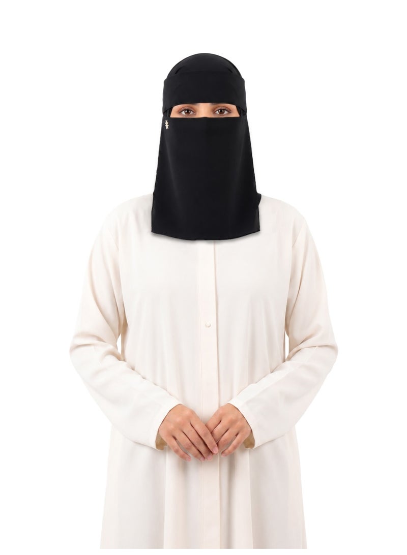 RAHMA COLLECTIONS Rahma Signature Niqab for Women –Classic Saudi Style–Ultra-Soft Premium Korean Fabric Face Veil – Breathable, Lightweight, and Elegant Black Naqab - Image 1