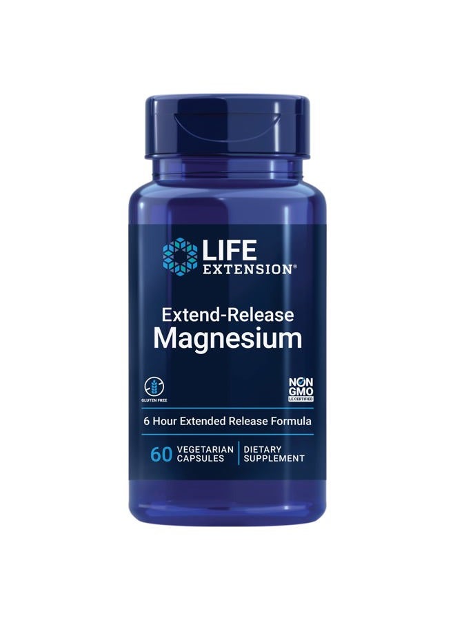 Life Extension ماغنيسيوم بمدى ممتد، دعم طويل الأمد لصحة القلب والعظام، دعم صحة القلب والأوعية الدموية وضغط الدم، تركيبة متاحة حيوياً، خالية من الغلوتين، غير معدلة وراثياً، نباتية، 60 كبسولة - Image 1