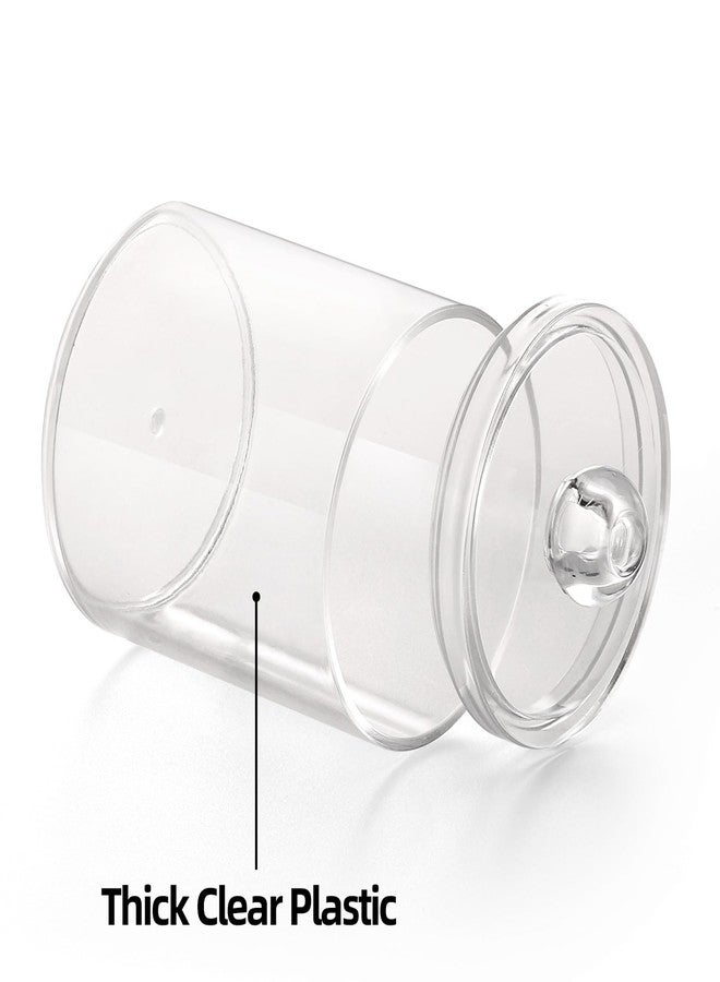 Tbestmax 4 Pack Qtip Holder - Restroom Bathroom Organizers with Clear Plastic Apothecary Jars for Cotton Swab, Round Pads, Floss - Image 2
