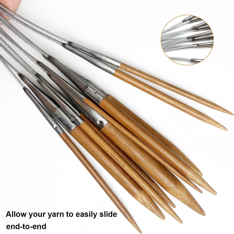 Mdoker Bamboo Circular Knitting Needle Size 7 16 Inch Circular Knitting Needles for Handmade Knitting DIY and Any Weaven Yarn Projects(US Size 7,4.5mm) - Image 5