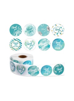 Excefore 1.5 Inch Thank You Stickers 500Pcs Blue Watercolor Thank You Adhesive Stickers for Baking Packaging Envelope Seals Business Birthday Party Gift Wrap Bag Tags for Wedding (8 Designs)  - Image 1