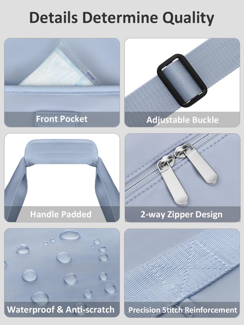Capolo Expandable Travel Duffle Bag, Waterproof Weekender Overnight Bags for Women Men Hospital Bag for Women Labor Delivery Carry on Bag with Toiletry Bag for Travel Gym Airplanes(Light Blue, Large) - Image 4