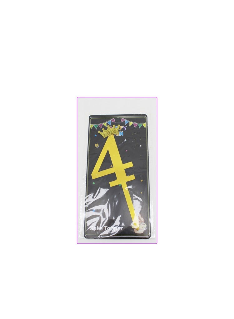 PARTY FUN Acrylic Cake Topper Number 4, 18cm, Golden Elegance for Celebratory Cakes  - Image 3