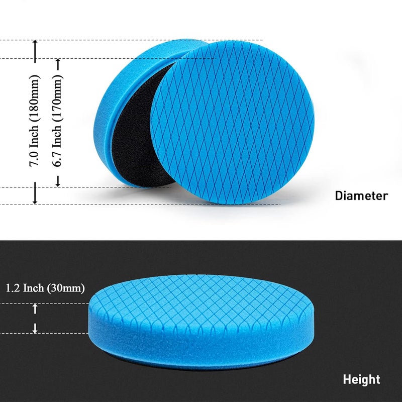 Autolock 7" Buffing Polishing Pads, 6Pcs 7 Inch 180mm Face for 6.7 Inch Backing Plate, Compound Buffing Sponge and Woolen Pads, Cutting Polishing Pad Kit for Car Buffer Compounding, Polish and Wax - Image 2