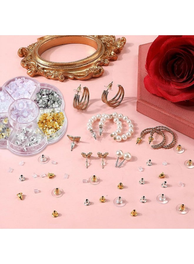 MAYCREATE® 7 Style 500PCS Earring Backs for Studs, Clear Plastic Hypoallergenic Metal Rubber Silicone Earring Backs Bullet Clutch Stoppers Replacement Kits for Fish Hook Earring Studs Hoops - Image 4