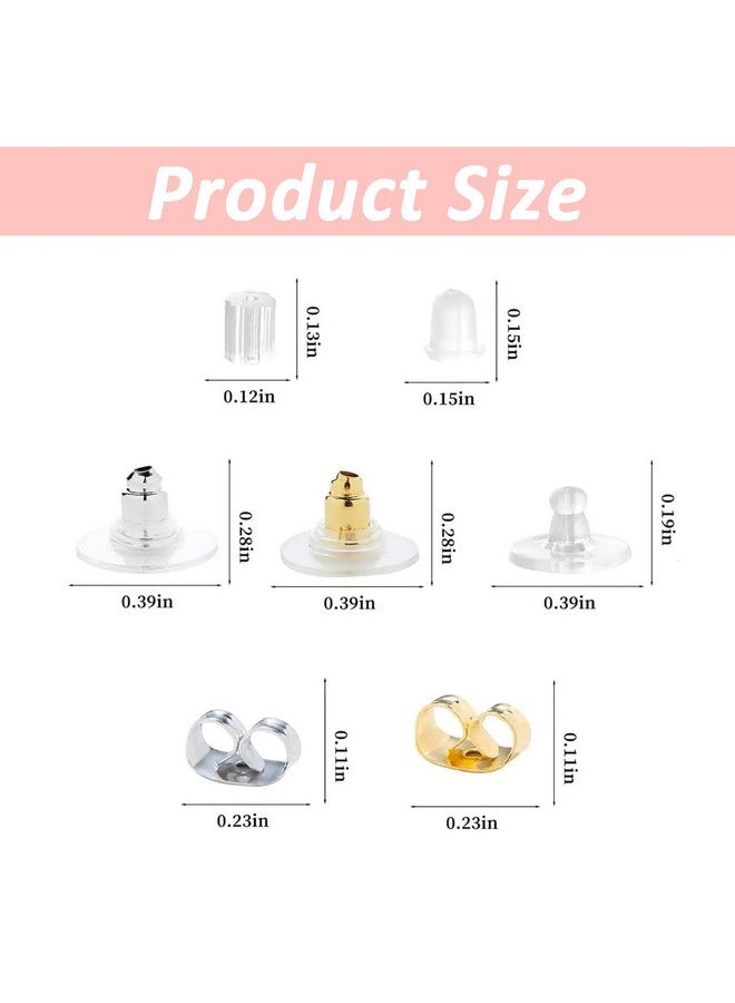 MAYCREATE® 7 Style 500PCS Earring Backs for Studs, Clear Plastic Hypoallergenic Metal Rubber Silicone Earring Backs Bullet Clutch Stoppers Replacement Kits for Fish Hook Earring Studs Hoops - Image 2