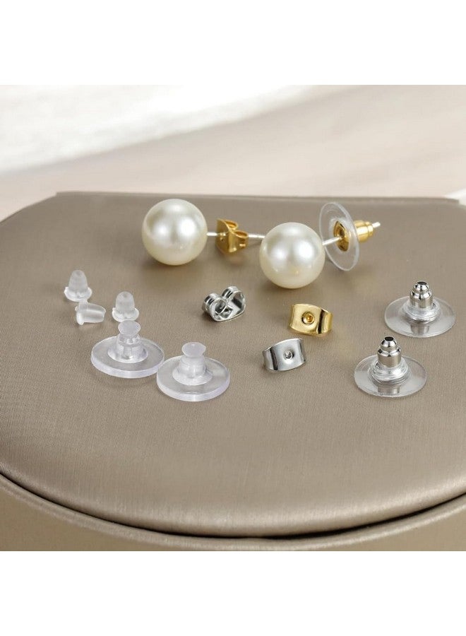 MAYCREATE® 7 Style 500PCS Earring Backs for Studs, Clear Plastic Hypoallergenic Metal Rubber Silicone Earring Backs Bullet Clutch Stoppers Replacement Kits for Fish Hook Earring Studs Hoops - Image 5