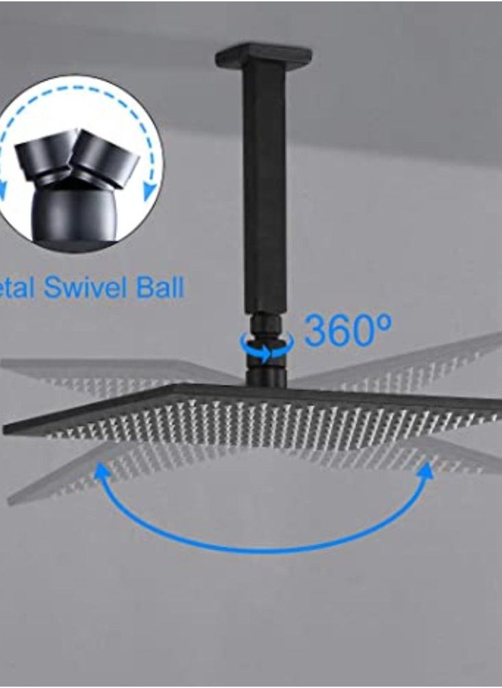 OR - OR  ARB1212Y Rainfall Shower Head Brass Shower Head 300 mm BLACK - Image 1
