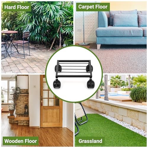 Livzing 4 Pcs 10 Inch Metal Plant Stand with Lockable & unlockable Wheels, Flower Pot Stand - Square Planter Stands for Indoor, Outdoor, Home, Garden Heavy Duty Powder Coating Gamla Holder for Balcony - Image 5