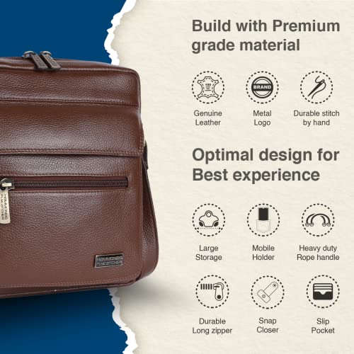 HAMMONDS FLYCATCHER Unisex Adult Genuine Leather Sling Bag, Stylish and Spacious Crossbody Bag for Daily Use, Travel - Adjustable Strap, 1 Year Warranty - Brushwood, Brown - Image 3