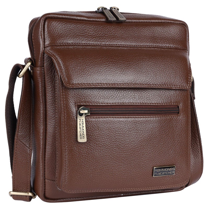 HAMMONDS FLYCATCHER Unisex Adult Genuine Leather Sling Bag, Stylish and Spacious Crossbody Bag for Daily Use, Travel - Adjustable Strap, 1 Year Warranty - Brushwood, Brown - Image 5
