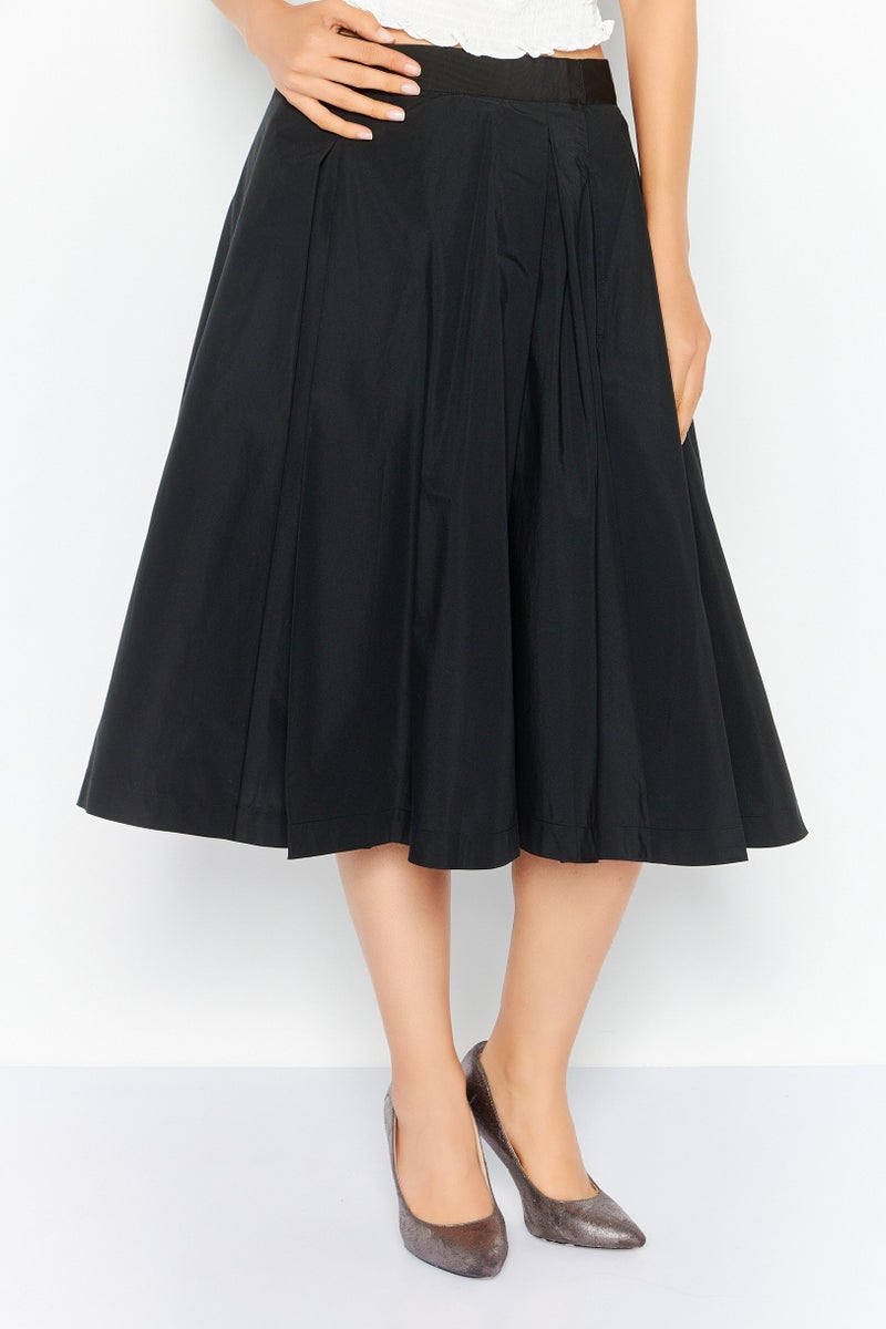 ESPRIT تنورة ميدي نسائية سادة، سوداء - Image 1