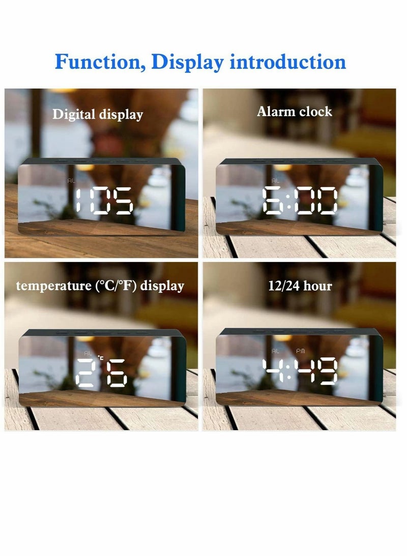 Captaintech LED Mirror Alarm Clock, Hd Digital Alarm Clock with Two Power Modes, Large Screen Adjustable Brightness Snooze Mode, Portable Smart Clock for Bedroom Living Room Home Student Dormitory - Image 2