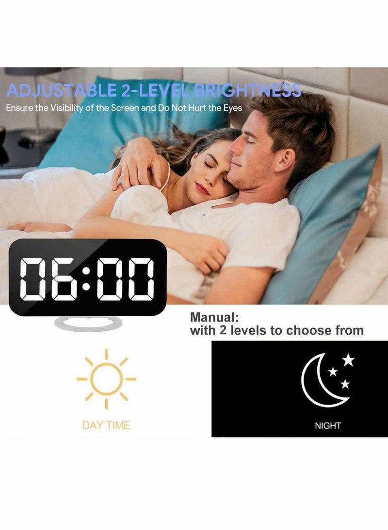 Captaintech LED Mirror Alarm Clock, Hd Digital Alarm Clock with Two Power Modes, Large Screen Adjustable Brightness Snooze Mode, Portable Smart Clock for Bedroom Living Room Home Student Dormitory - Image 4